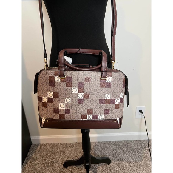 Calvin Klein *RARE* Satchel Handbag Removable Crossbody Strap Key Fob - Picture 10 of 15